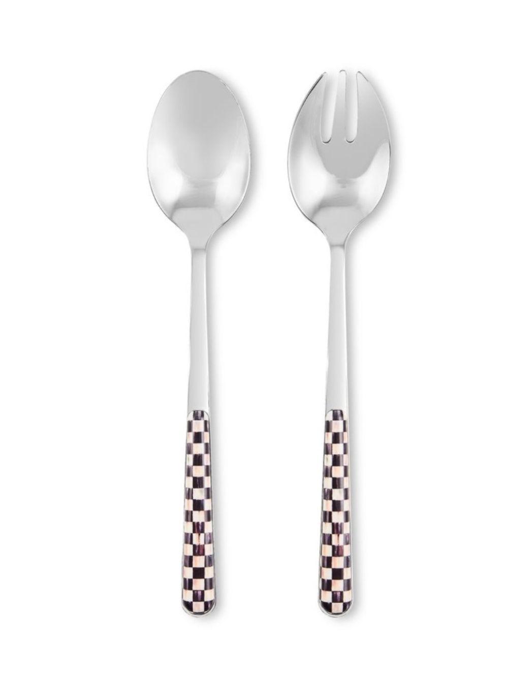 Mackenzie Childs Courtly Check Serving Set -Spoon And Fork Used as Display Only